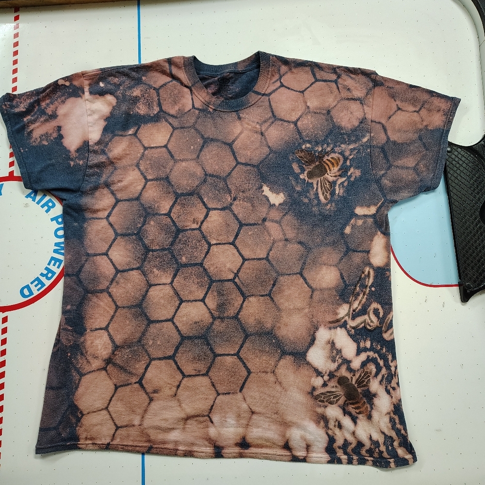 Athletic Works Blue and Pink Short Sleeve Tee with Hexagon Design